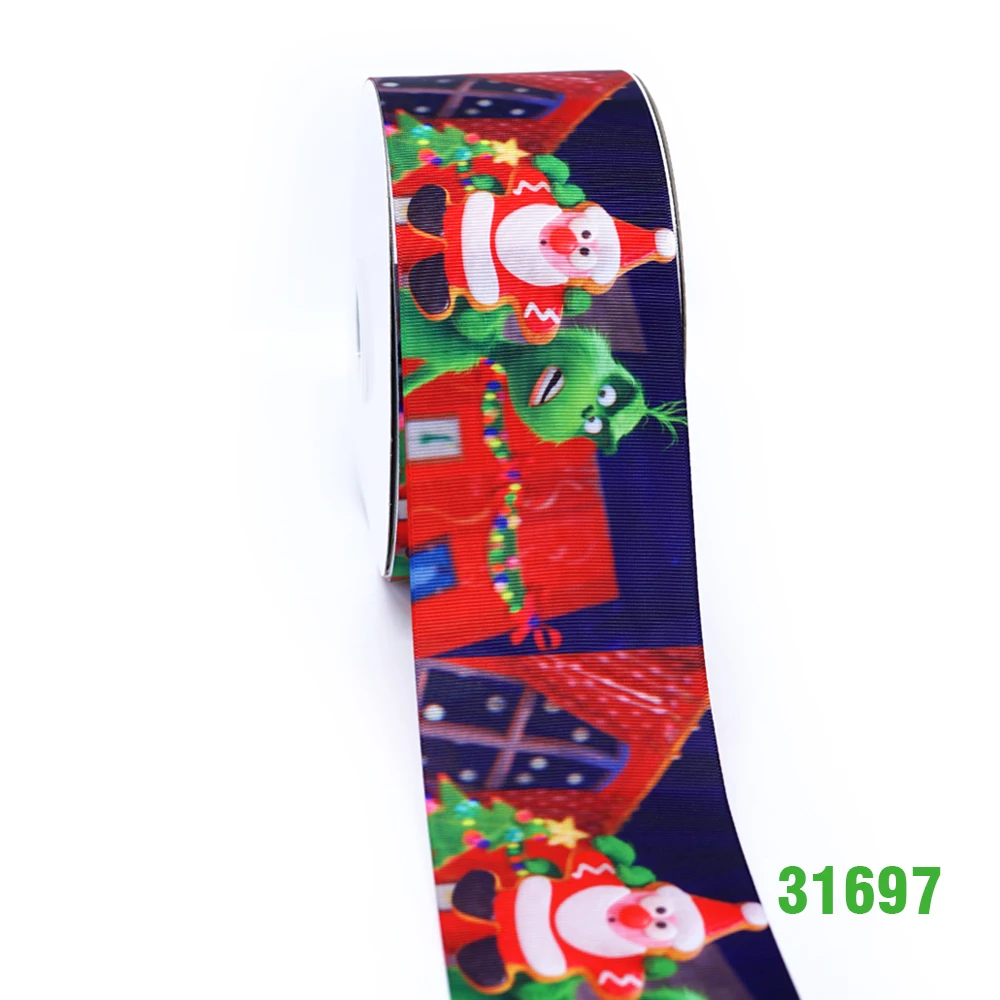 31697 50 ярдов в Размер Рождественская лента напечатанная grosgrain лента 31697 - Цвет: 31697