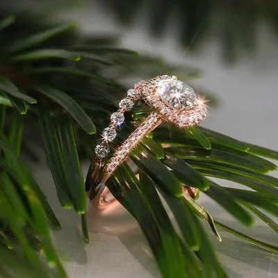 2 шт кольцо/Набор Розовое золото заполненный Белый Кристалл Циркон Обручальное