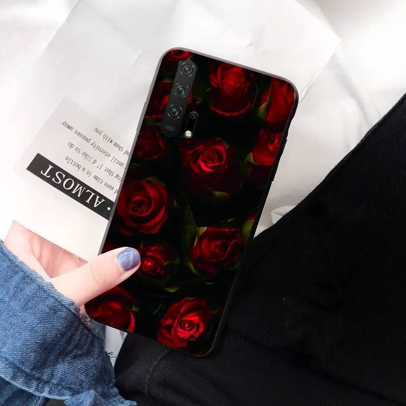 

Black rose flower Phone Case For Huawei Honor 7A/8X/9/9Lite/10/10Lite 9X 20 20S View30/30Pro Cases