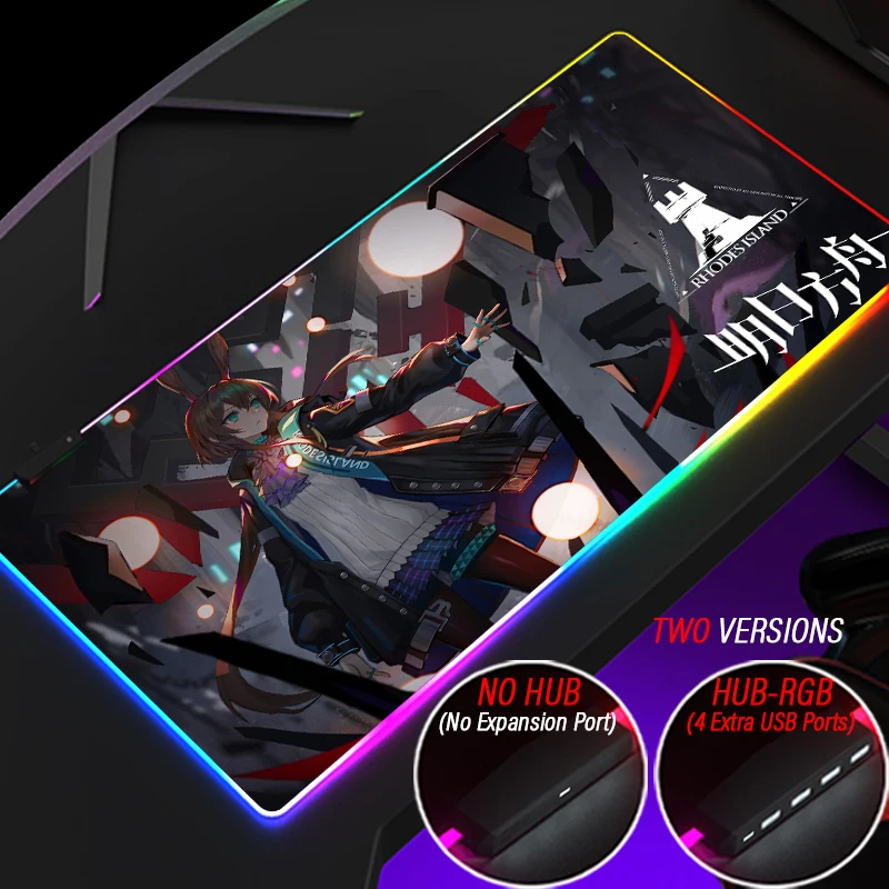 

Lovely Anime Arknights Mouse Pad RGB Gaming HD Custom DIY Desk Mat Personalized HUB 4 Port USB Mousepad With Led Strip Silpmat