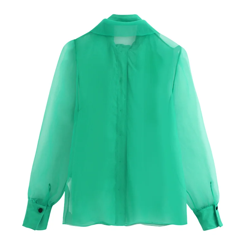 OMIKRON/Новые модные летние женские шифоновые блузки с длинным рукавом офисные