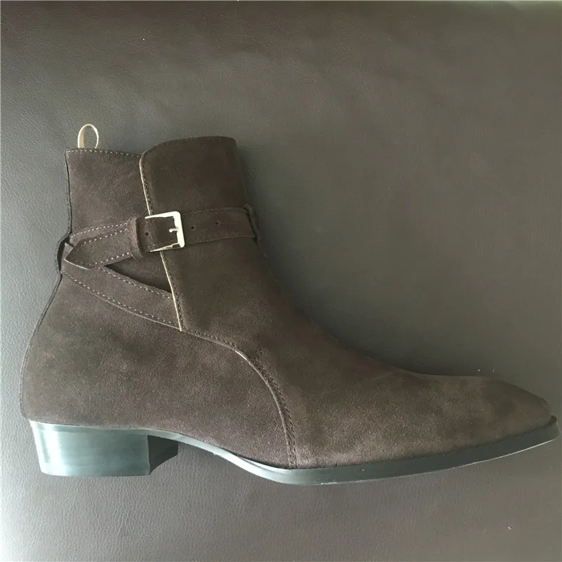 Черные и уличные элегантные мужские ботинки с острым носком ремешком пряжкой Wyatt