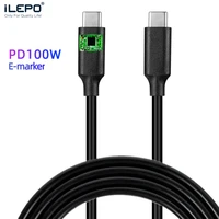 ilepo 100w 5a usb c to usb c cable type c for macbook laptop xiaomi huawei samsung s20 ipad pd c to c charger cable e marker