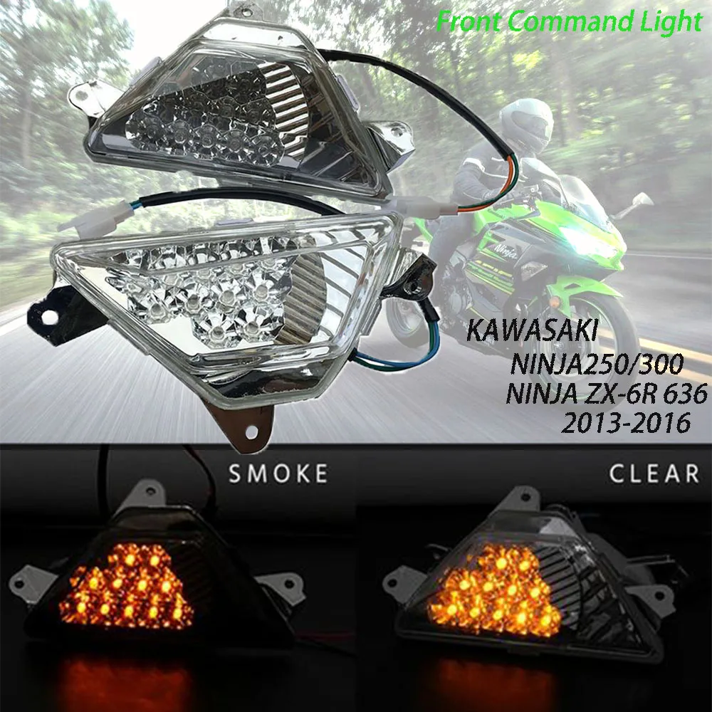 

Front LED Turn Signal Indicator Light For KAWASAKI NINJA 250 300 400 650 1000 ZX-6R ZX6R Motorcycle Accessories Lamp Flashing