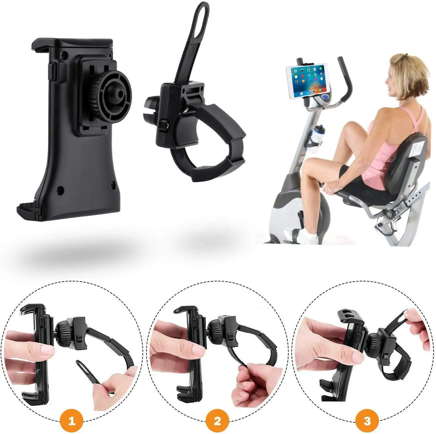 

Tablet Stand holder Flexible Buckle Mount Gym Handlebar on spin bike Exercise Bikes for ipad pro air 10.1 10.5 10.2 9.7 inch tab