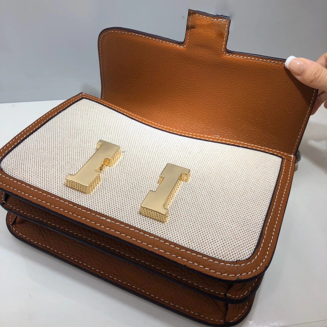 

Бесплатная доставка, новинка 2021, стильная холщовая женская сумка через плечо с золотыми металлическими элементами, сумка через плечо 23 см, 3 ...