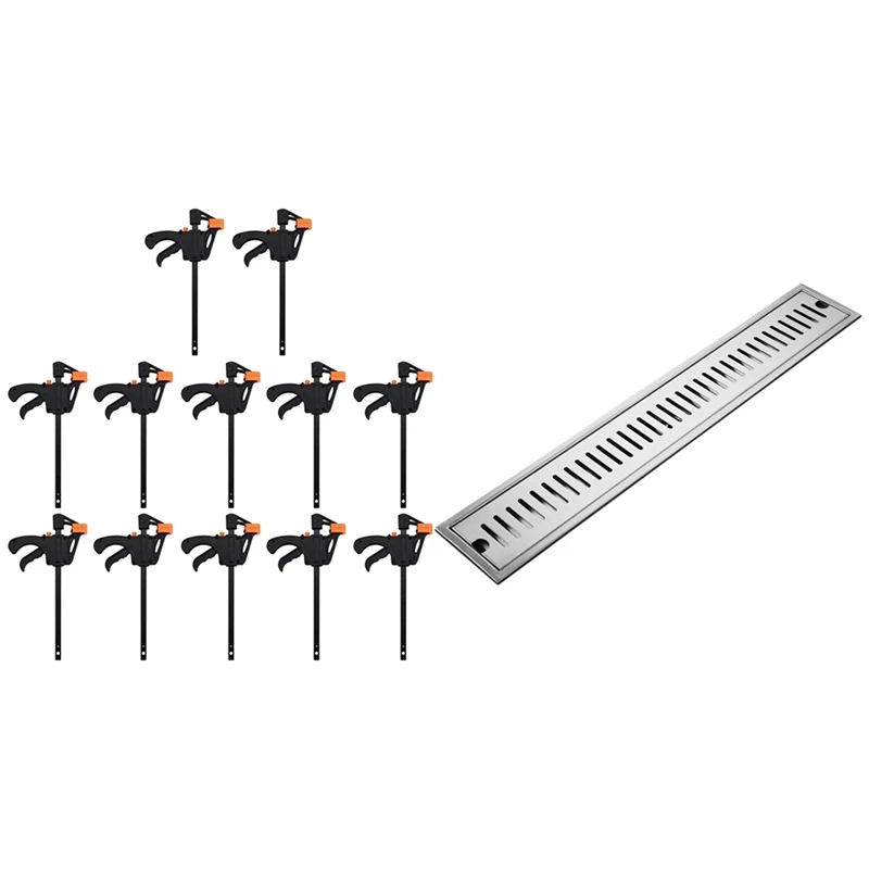 

Розничная продажа, 1 шт. прямоугольный линейный Слив для душа, 20 см и 12 шт., 4-дюймовая деревообрабатывающая лента, F-образный зажим