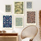 Настенная картина с листьями, цветами, растениями, в стиле ретро