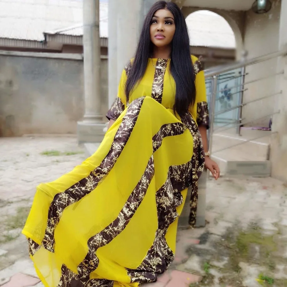 2020 летнее женское шифоновое макси платье Дашики с принтом в африканском стиле