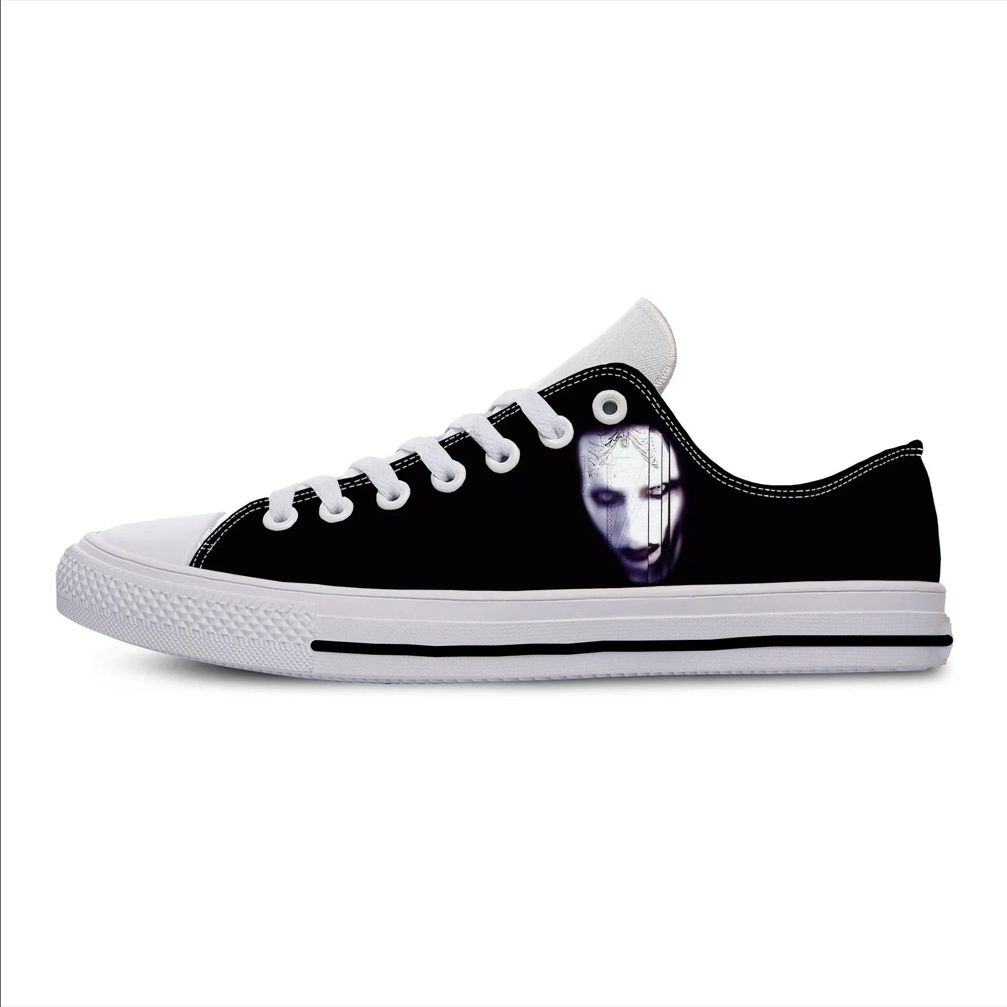 

Rock Band Music Singer Marilyn Manson Cool Fashion Casual Cloth Shoes Low Top Lightweight Breathable 3D Print Men Women Sneakers
