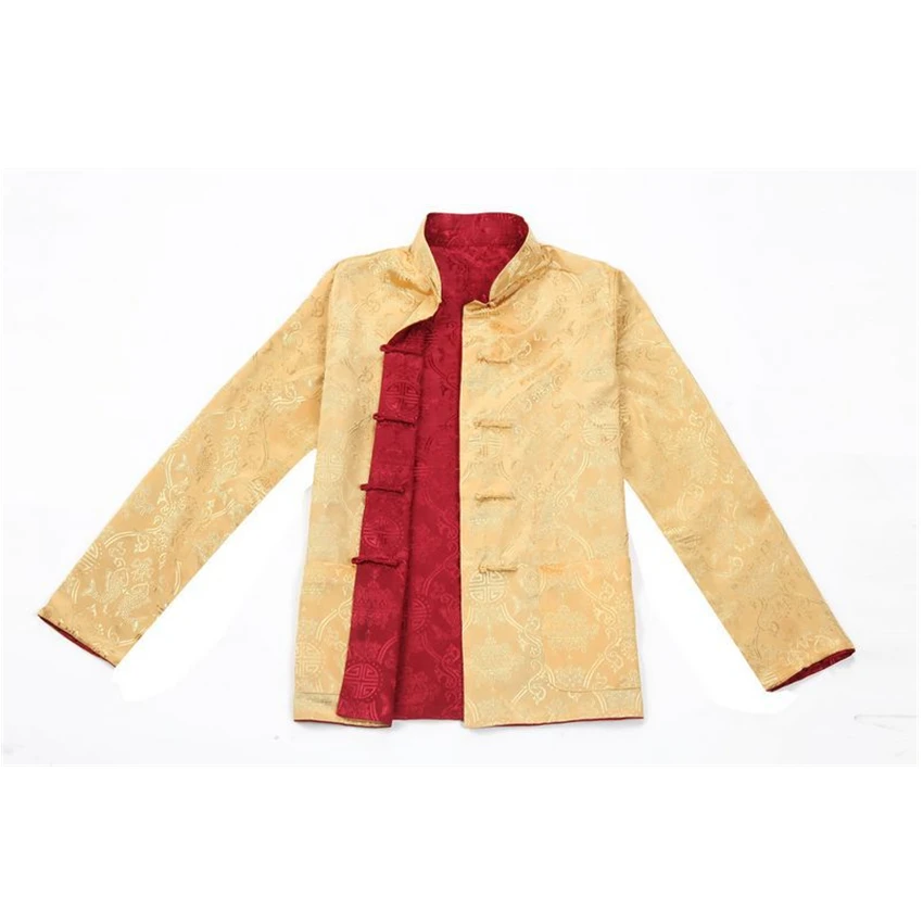 

Mens Chinese Traditional Costumes Man Wedding Party Reversible Shirt Chinese New Year Tang Suit Kungfu Embroidery Top Clothing