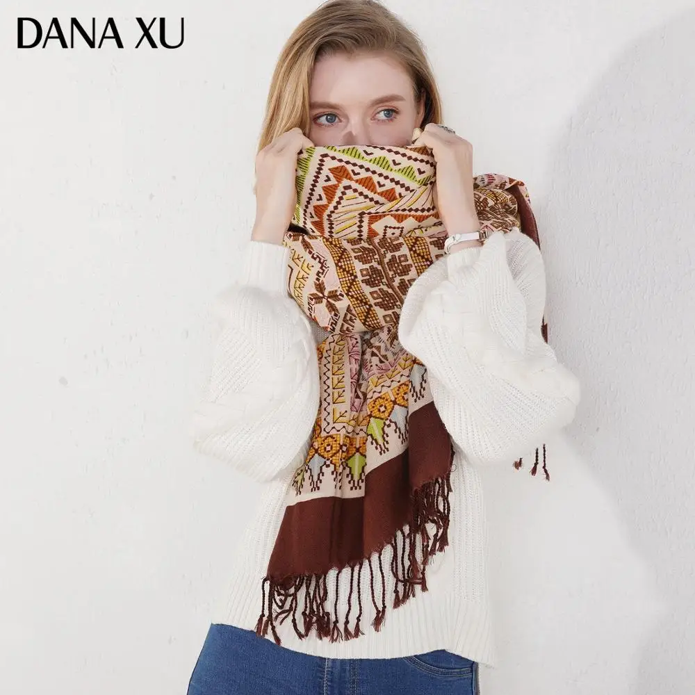 

Fashion Winter Scarf For Women Cashmere Warm Plaid Pashmina Scarf Luxury Brand Blanket Wraps Female Scarves And Shawls 2020