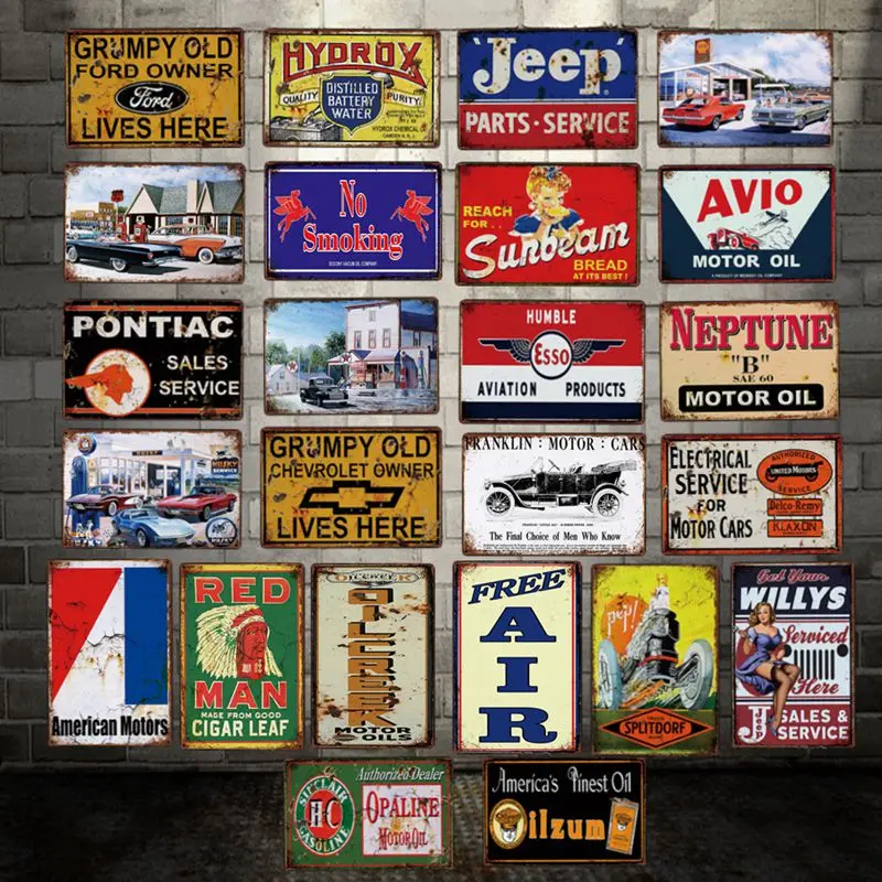 

[ DecorMan ] AVIO Olizum Motor oil Petrol station Garage Service TIN SIGN Custom wholesale Mural Paintings Bar PUB Decor LT-1886