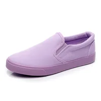 Women Light Purple Vulcanized Shoes Slip on Loafers Lady Leisure Casual Shoes Flat Heel Lavender Mango Yellow 35-46 Sneakers