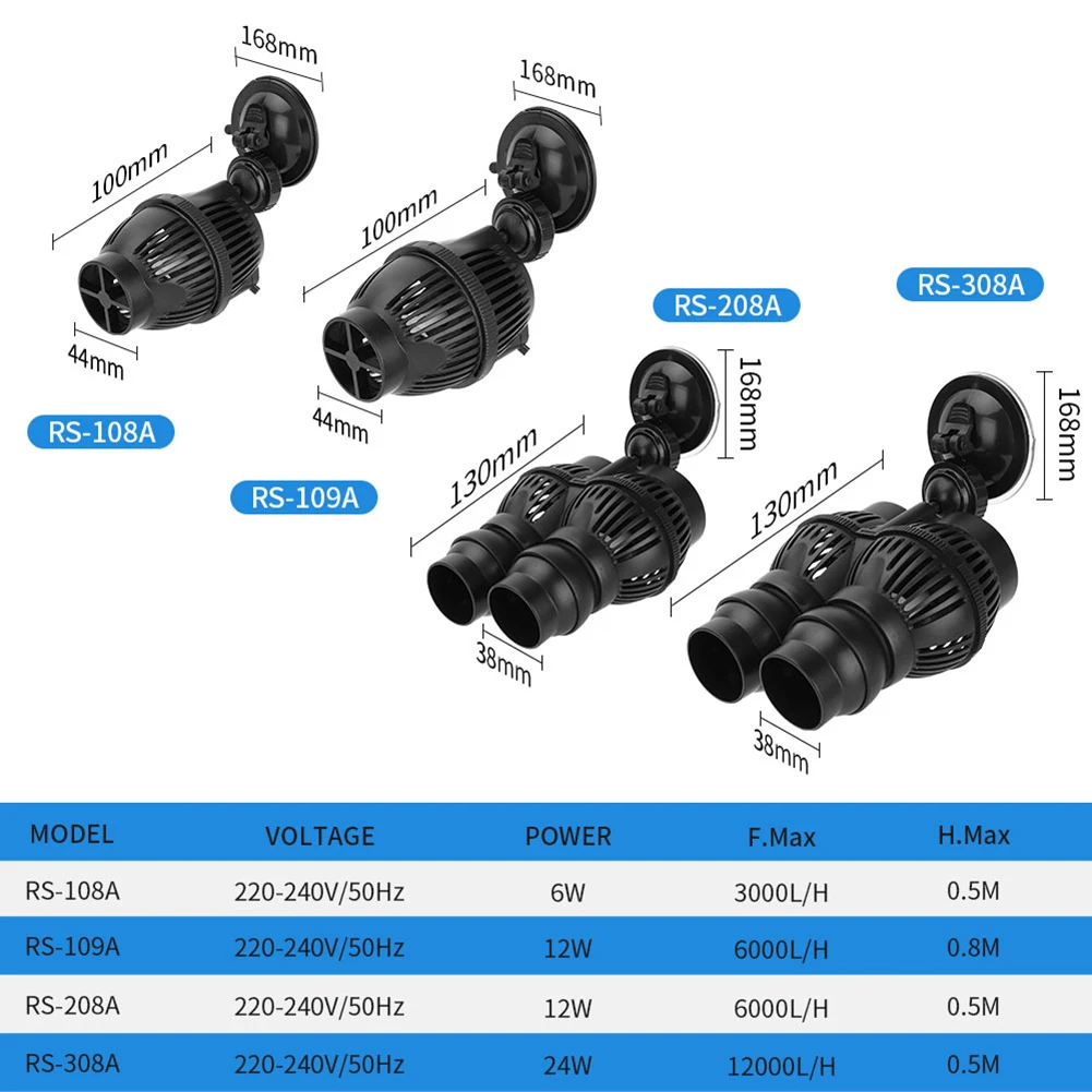 

360 Degree Rotation Wave Maker Water Pump for Aquarium Fish Tank Aquarium Pump 6W 12W 24W Flow Pump Surf Pump