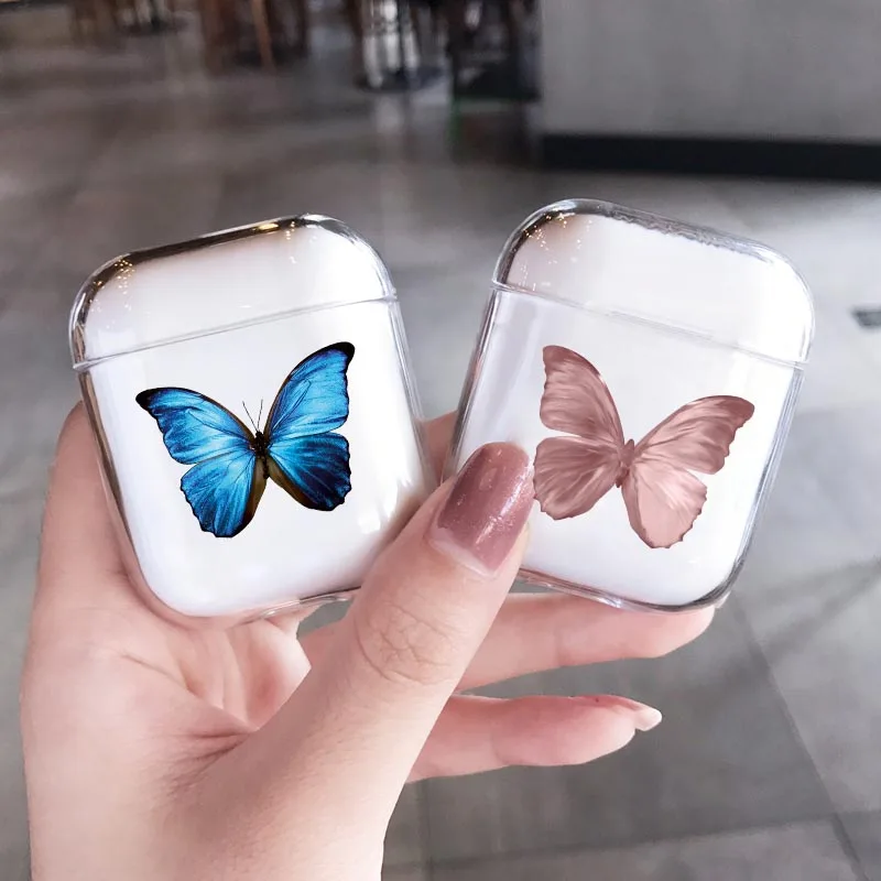 Модный красивый чехол с бабочкой для Airpods Pro 2 милым мультяшным рисунком Жесткий