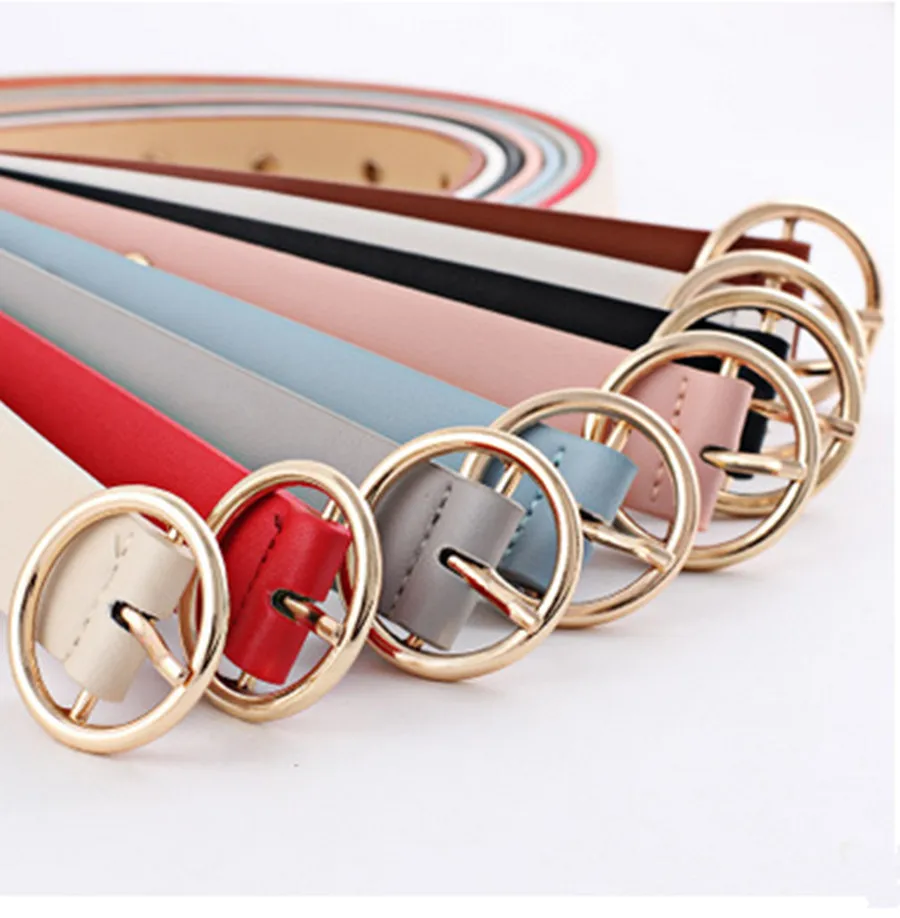 Женский ремень кожаный Круглый металлическая пряжка круглые ремни для женщин