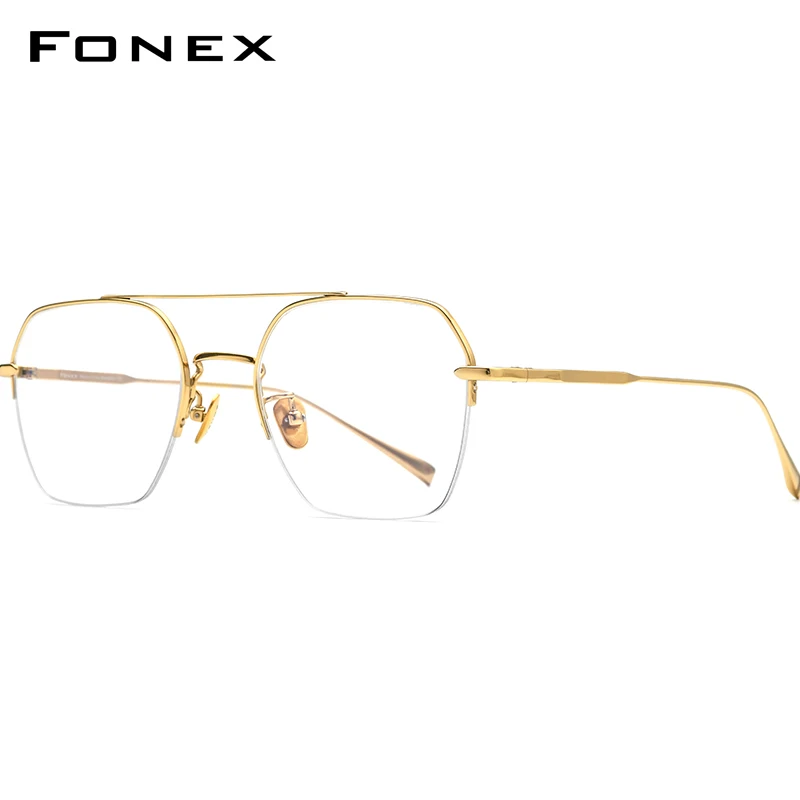

FONEX Мужские титановые Полуободковые очки, квадратные очки большого размера с полуободковой оправой, модель F85699, 2022