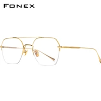 fonex titanium glasses men 2022 new semi rimless oversize square prescription eyeglasses frame half optical frame eyewear f85699