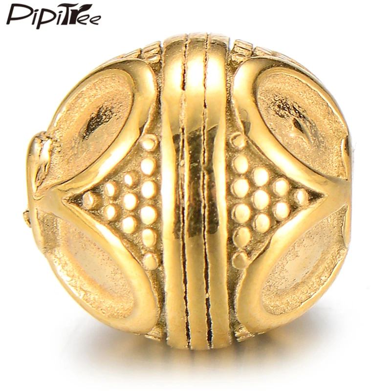 Pipitree DIY круглые бусины из нержавеющей стали Балийские 10 мм Винтажные
