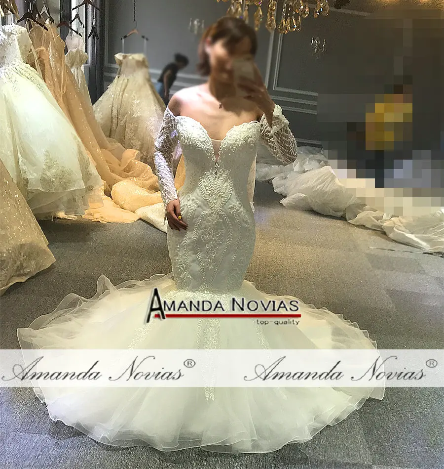 Vestido de noiva свадебное платье русалки с открытыми плечами свадебное с длинными рукавами платье