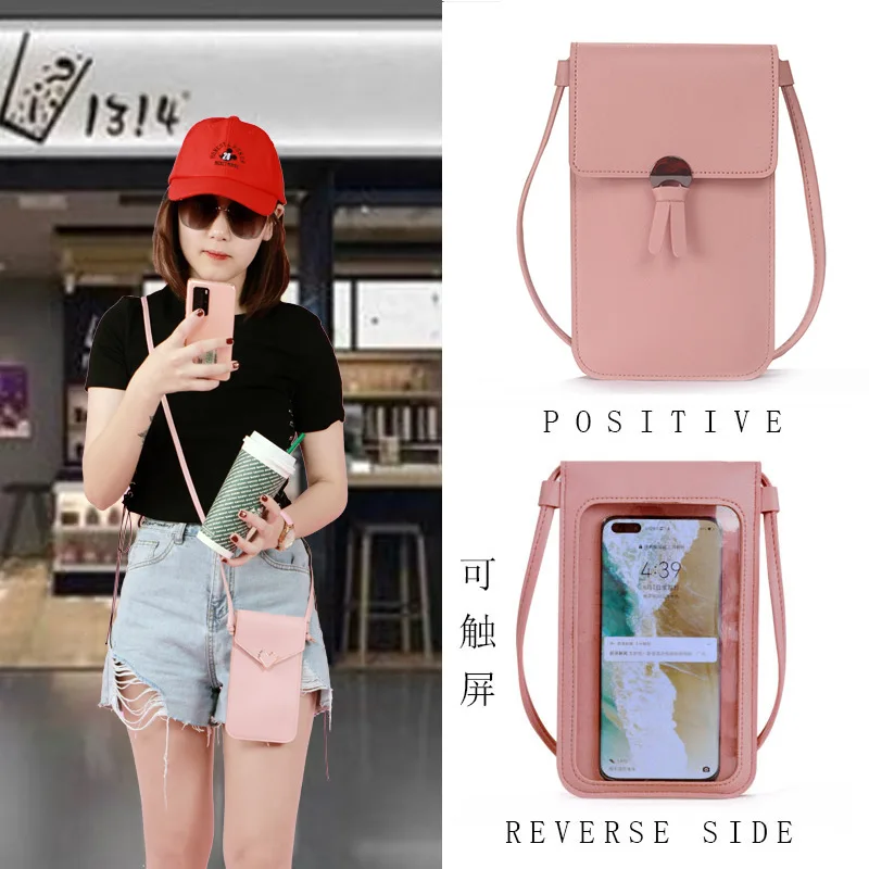 

Touch Screen Cell Phone Purse Smartphone Wallet Leather Shoulder Strap Handbag Clear Women Bag pouchFor Iphone Xiaomi Samsung
