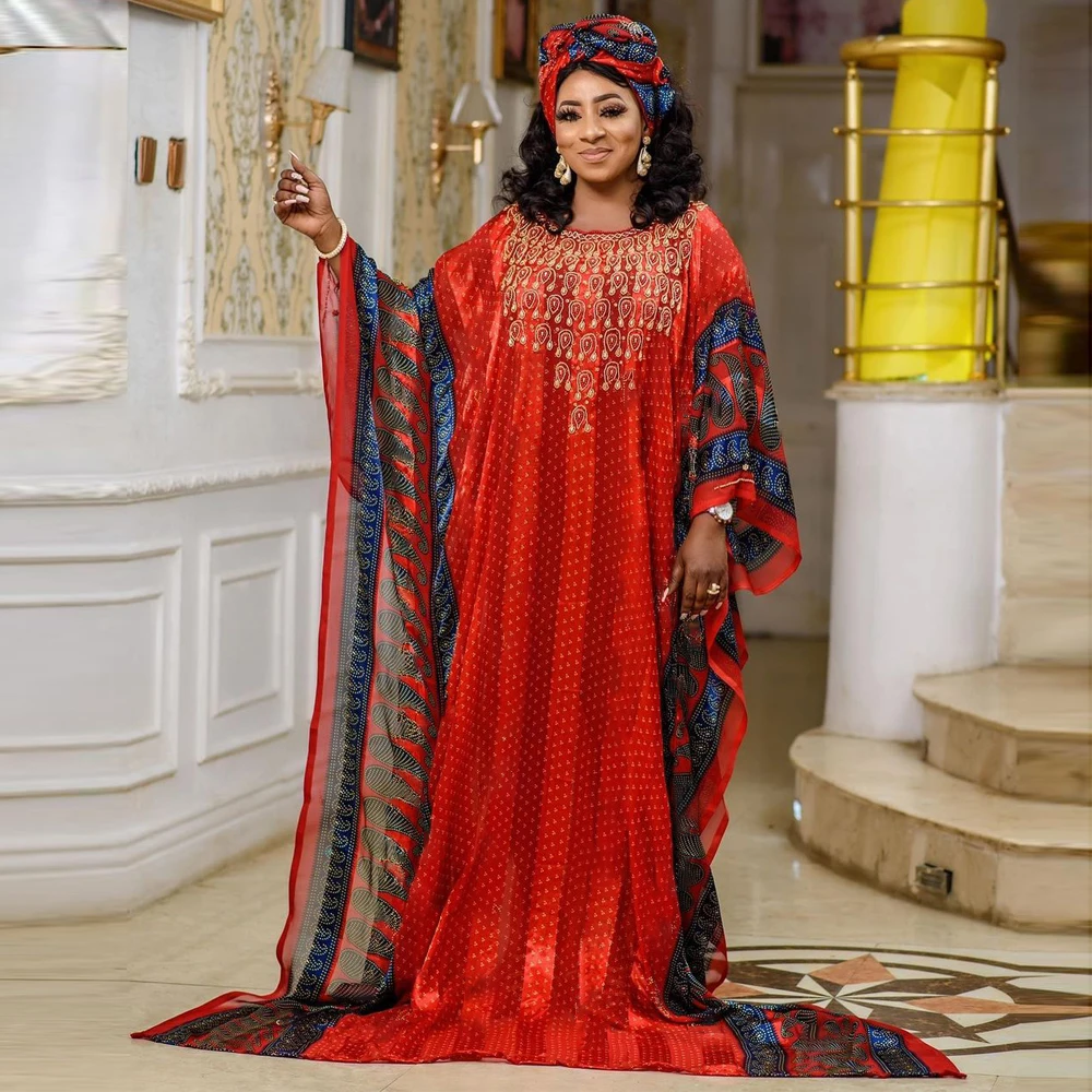 

MD размера плюс шифоновый Boubou для женщин, одежда из Южной Африки Анкары, Дубай, роскошный комплект из 2 предметов, платья, Caftan Abayas Robe Marocaine