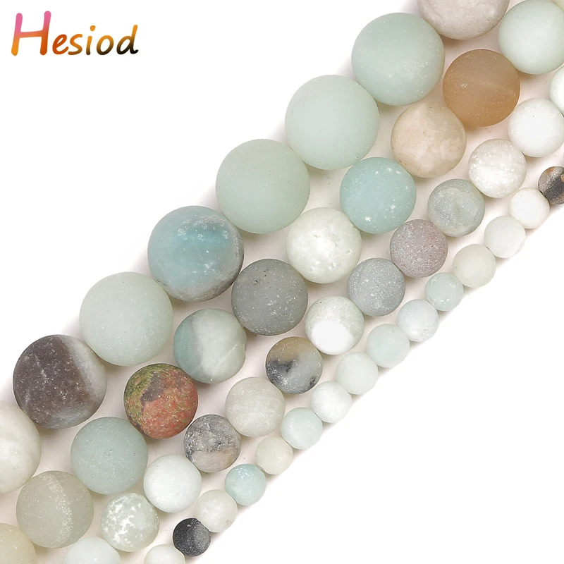 

Heisod Natural Dull Polish Matte Amzon Stone Beads Round Loose Spacer Bead For Jewelry Making 4/6/8/10/12mm 15'' DIY Bracelet