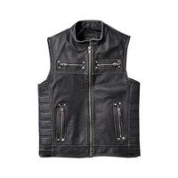spring and autumn leather mens sleeveless leather waistcoat top layer cowhide waistcoat mens retro old motorcycle