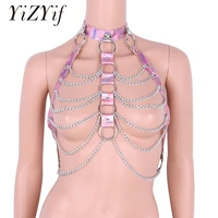 goth leather body chest harness chain bra top chest waist belt witch gothic punk fashion metal girl festival jewelry accessories