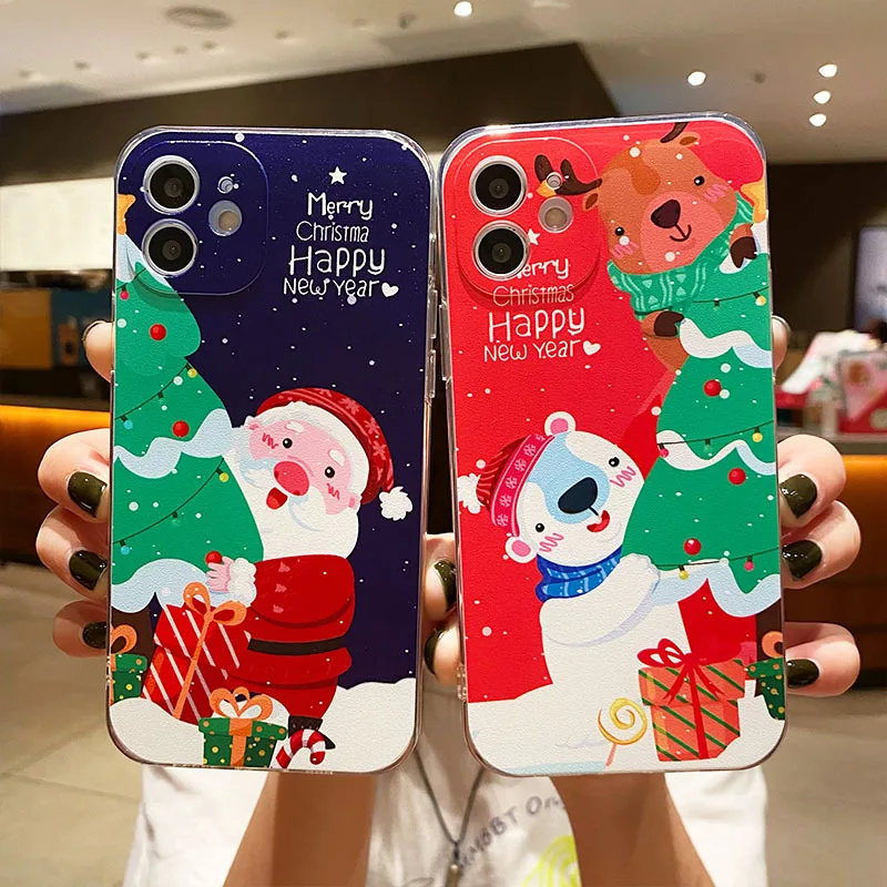 

Santa Claus Phone Case for IPhone 11 12 13promax Mini X XS 7 8 Plus SE2020 Festive Christmas Tree Protective Case Christmas