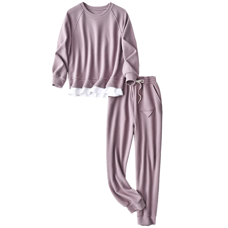 

SHUCHAN Streetwear 2 Piece Set Spring/Autumn New 2021 Fashion Sweatshirt COTTON Blend+sweatpants Suit Women