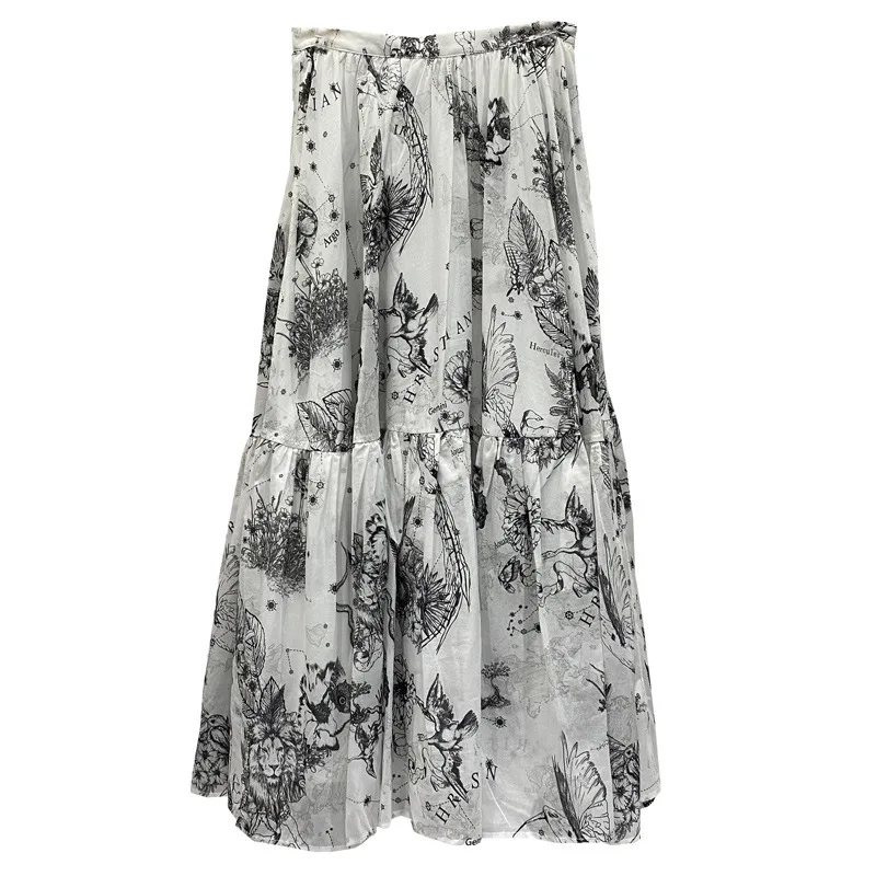 

2021 Spring runways women's high quality 100% cotton print skirts A662