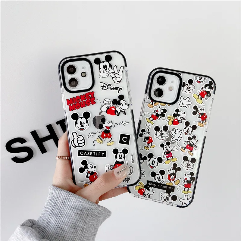 

Disney Mickey Minnie Cartoon Mobile Phone Case for iPhone 13 13pro 13mini 13pro max Plus Cute Anti-fall Cellphone Shell