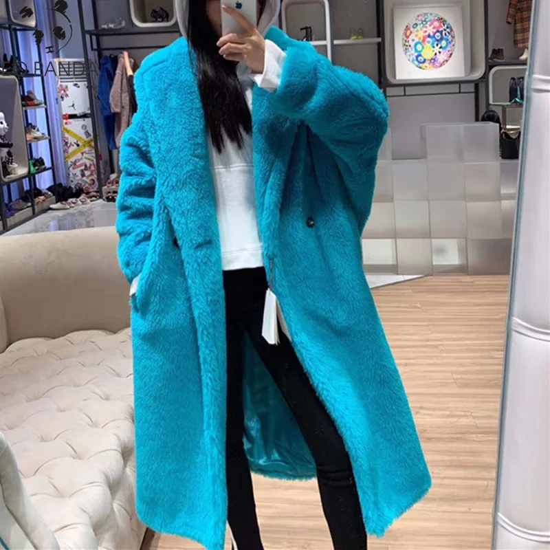 Альпака шуба из натурального меха для женщин 2019 зимний костюм воротник длинный