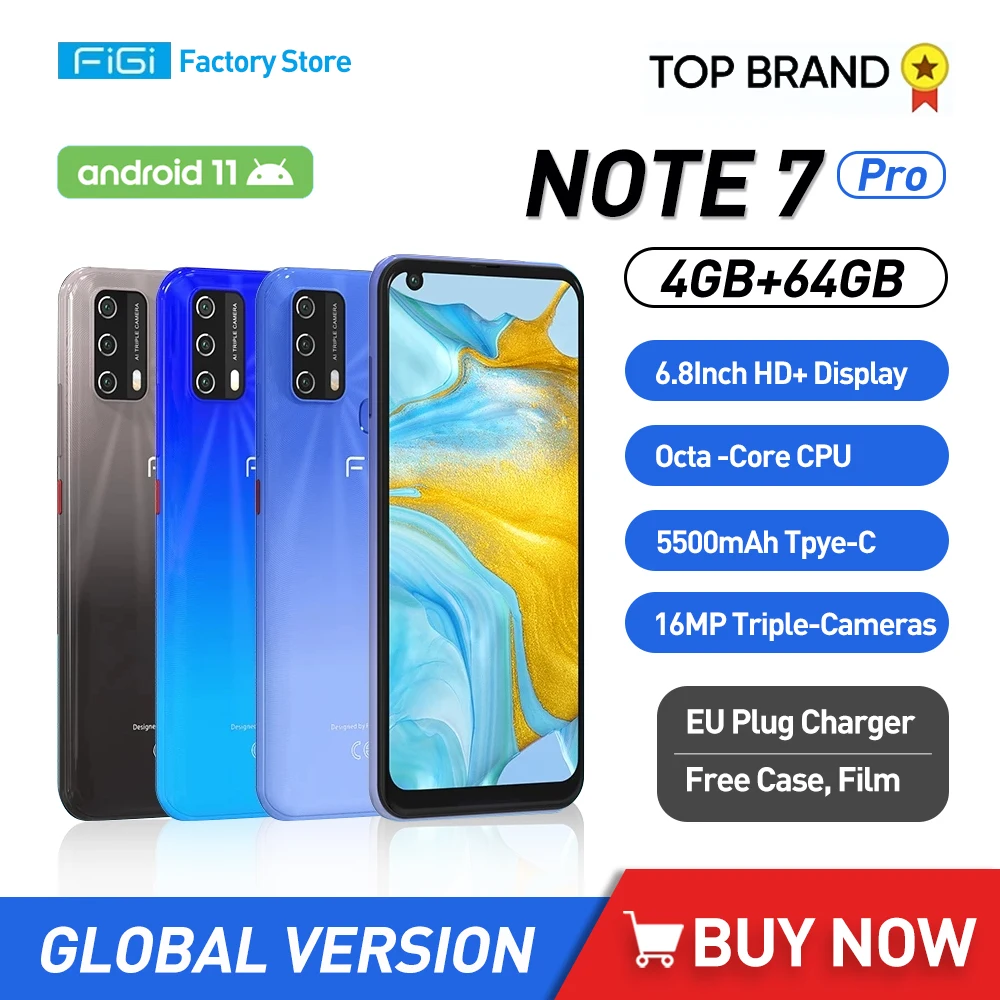 

Смартфон FIGI Note 7 Pro на Android 6,8, восемь ядер, экран 11,0 дюйма, 4 Гб + 64 ГБ