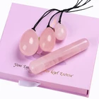 Натуральный розовый кварц Yoni набор яиц для массажа Нефритовое яйцо укрепления мышц влагалища Kegel упражнения с кристаллом йони-палочка Женская гигиена массажный камень