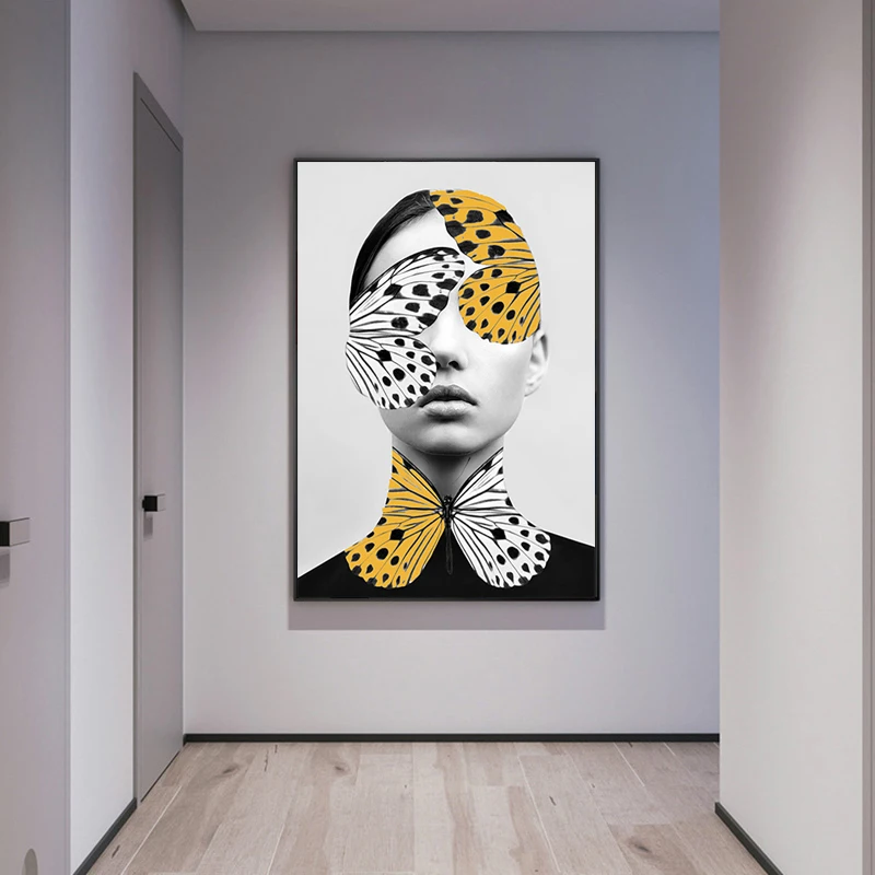 Абстрактные креативные женские настенные картины бабочки плакаты на холсте для