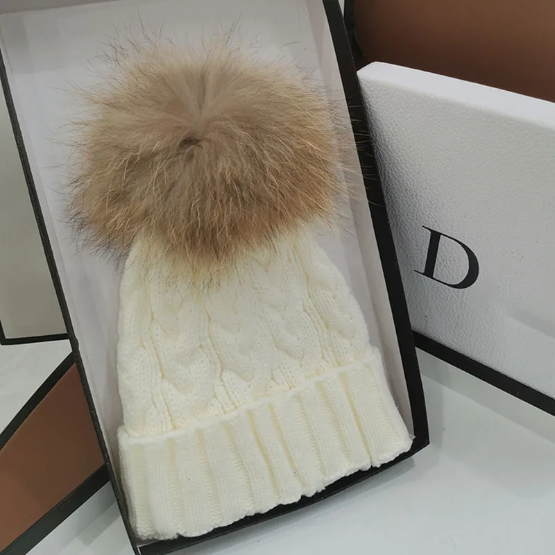 HT494 женская шапка зимняя двухслойная акриловая теплая вязаная с бархатным