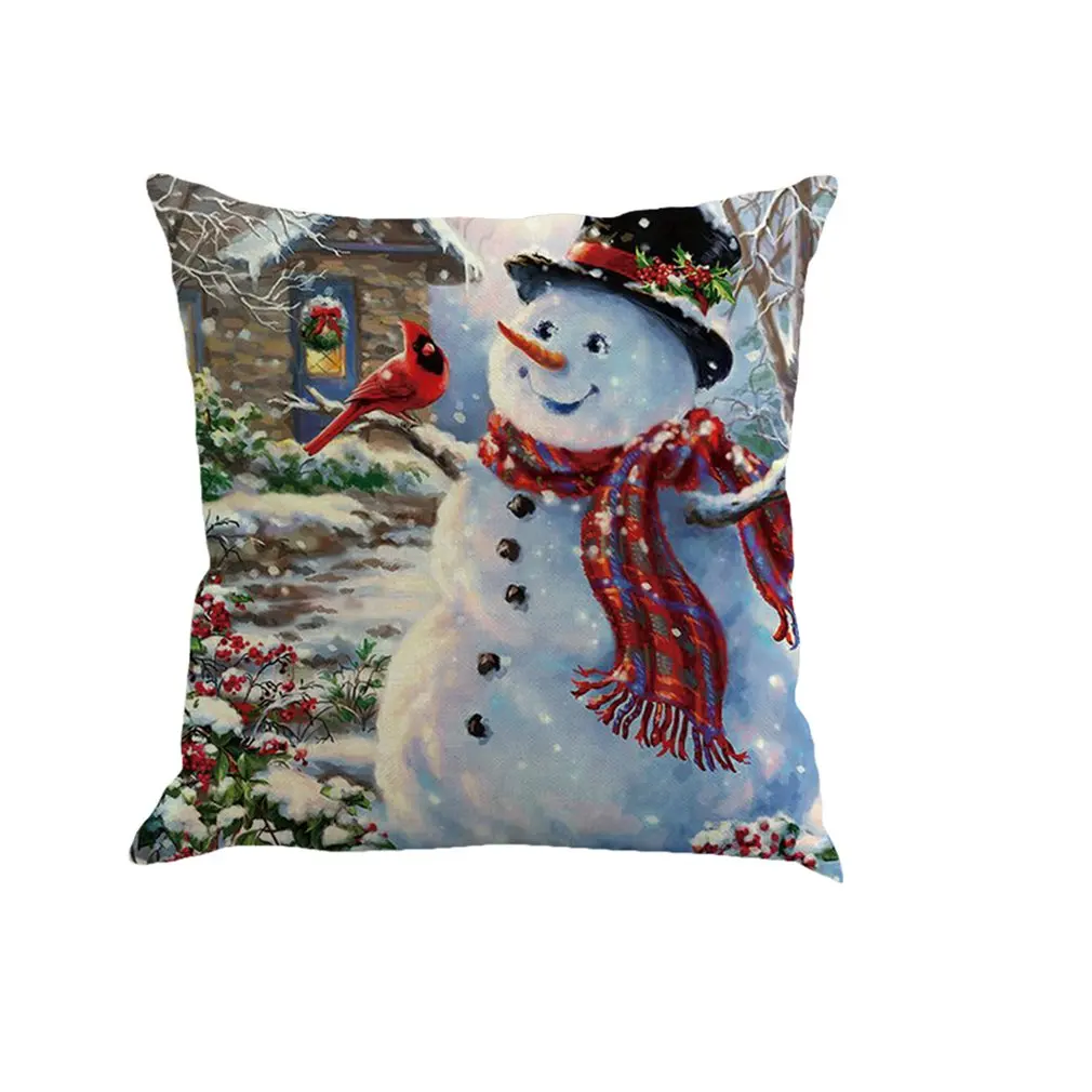

Snow man element print Claus Linen Hug Pillowcase Cushion Cover Digital Printing Pattern Plain Cotton