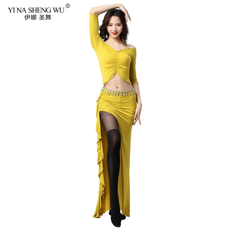 New Fashion Women Dance Clothes Belly Costume Set Stretchy Top Bellydance Dresses Outfit 2 Pieces Skirt | Тематическая одежда и