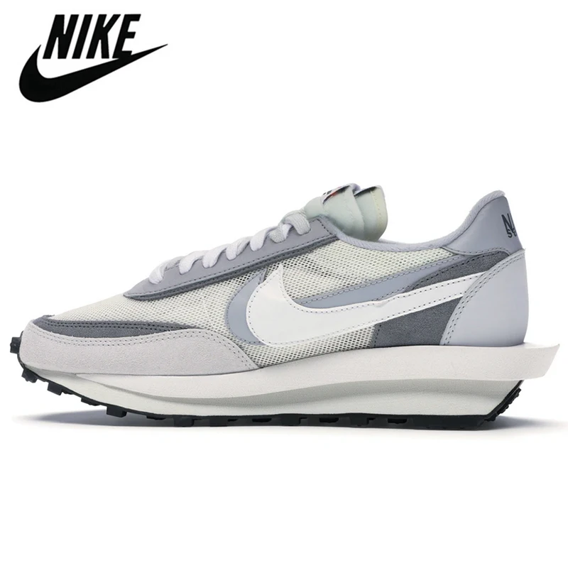 מקורי אותנטי Sacai x נייקי LDWaffle LVD ופל שחר застежка молния вверх חיצוני ספורט סניקרס