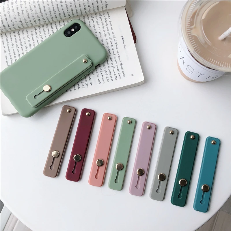 

Soft Silicone Phone Holder Case For iphone XR Xs 12 Mini 11 Pro Max Case For iphone 7 8 6 6S Plus Wrist Strap Back Cover