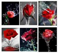 5d diy full squareround diamond painting red rose flower embroidery with cross embroidery home decoration
