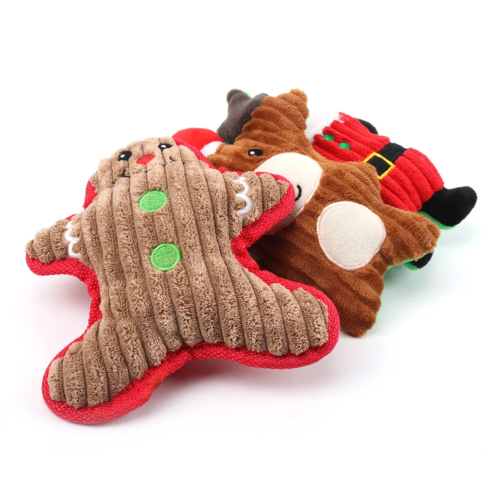 

New Christmas Pet Dog Toys Santa Claus Toys Chew Squeaker Pet Plush Toys For Dogs Cute Biting Rope Sound Toys Pet Cat Doll