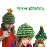 2021 christmas knitted hat new year beanie christmas tree warm hat for kids adults new year christmas decor cat hat