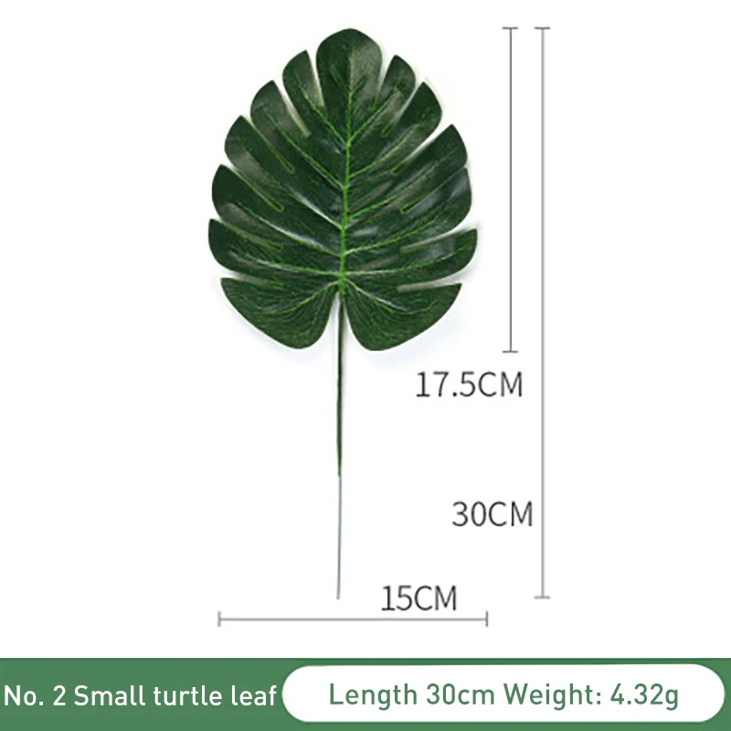 green Leaf 17.5cm Пластиковые искусственные листья GreenTropical Пальмовые Листья моделирование лист для вечерние для дома садовые украшения DIY - Цвет: green Leaf 17.5cm