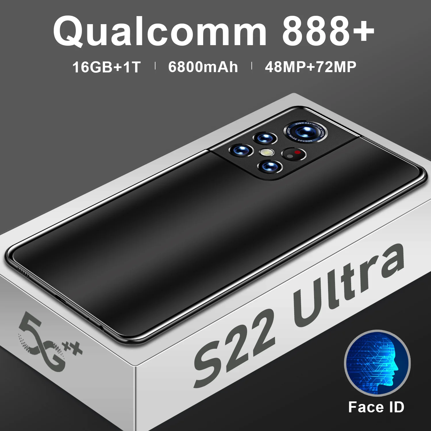 S22-tel&eacute;fono inteligente Ultra versi&oacute;n Global, dispositivo HD de 6,93 pulgadas, 5G, Qualcomm 888 + Android 12, 16GB RAM + 1T ROM, 6800mAh-0