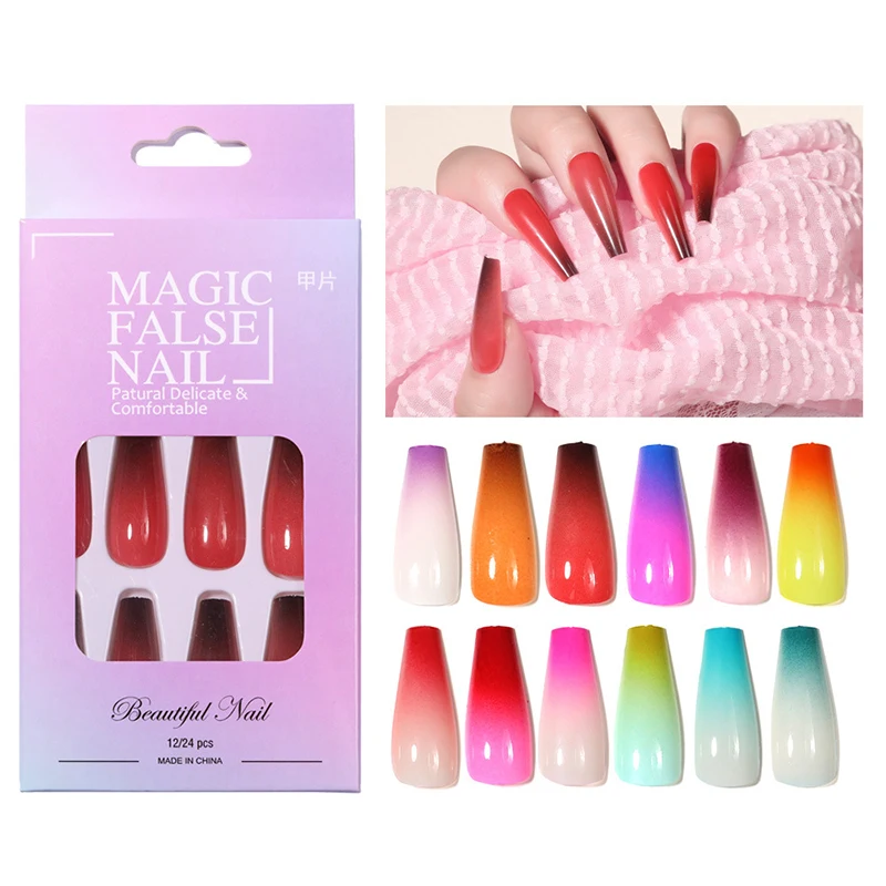 

24 шт., патчи для ногтей с градиентом