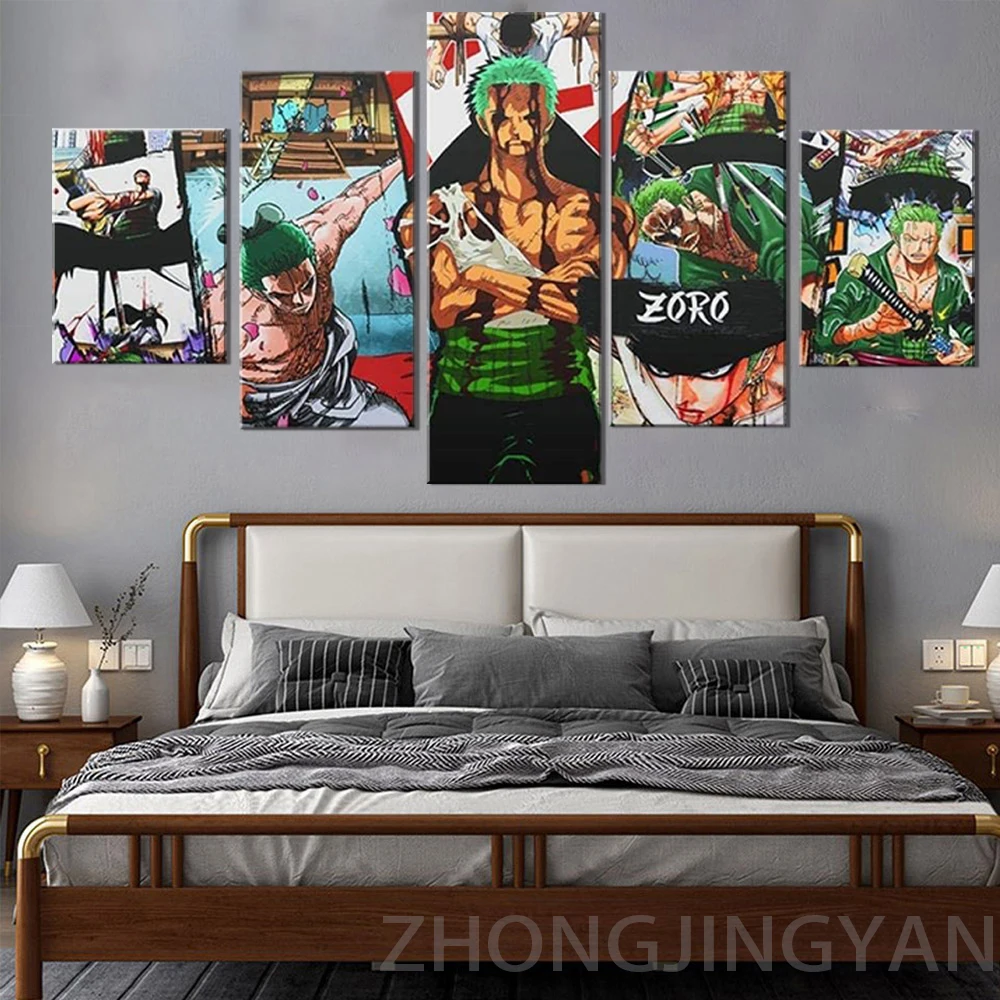 Картина на холсте 5 шт. рамка ророноа Зоро слитный аниме плакат HD Настенная